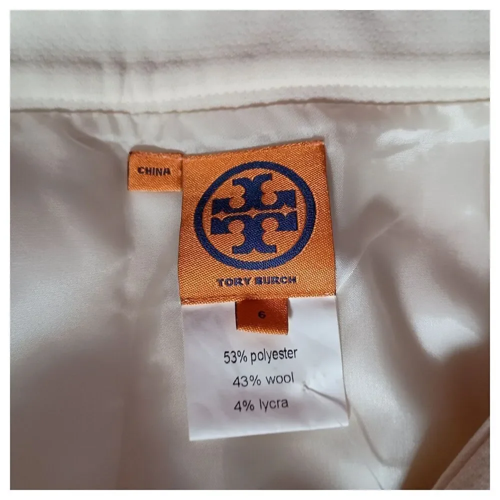 Tory Burch Pencil Skirt Womens 6 Wool Ivory Cream Knee-Length